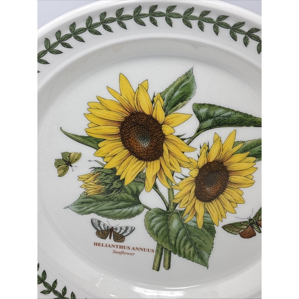 Portmeirion Botanic Garden Sunflower Motif Dinner Plate 10 inch Leaf Boarder - Picture 6 of 9